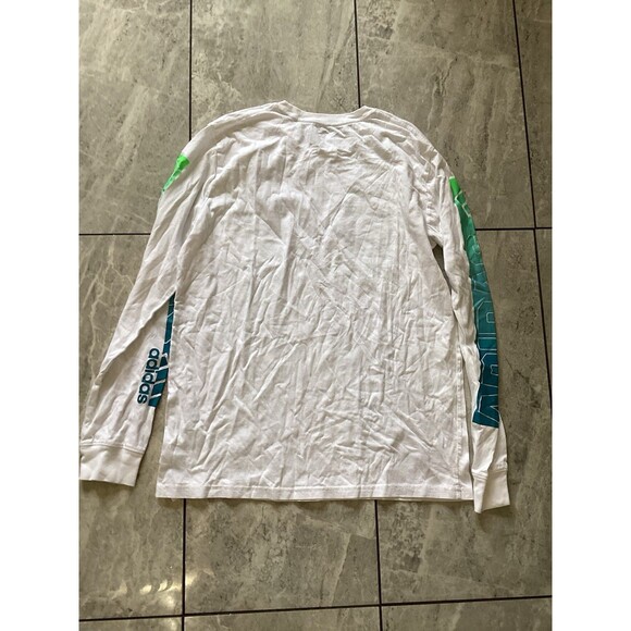 Adidas Shirt Youth XL 18/20 White Long Sleeve 3-Stripes Badge of Sport Logo Tee - Picture 4 of 5